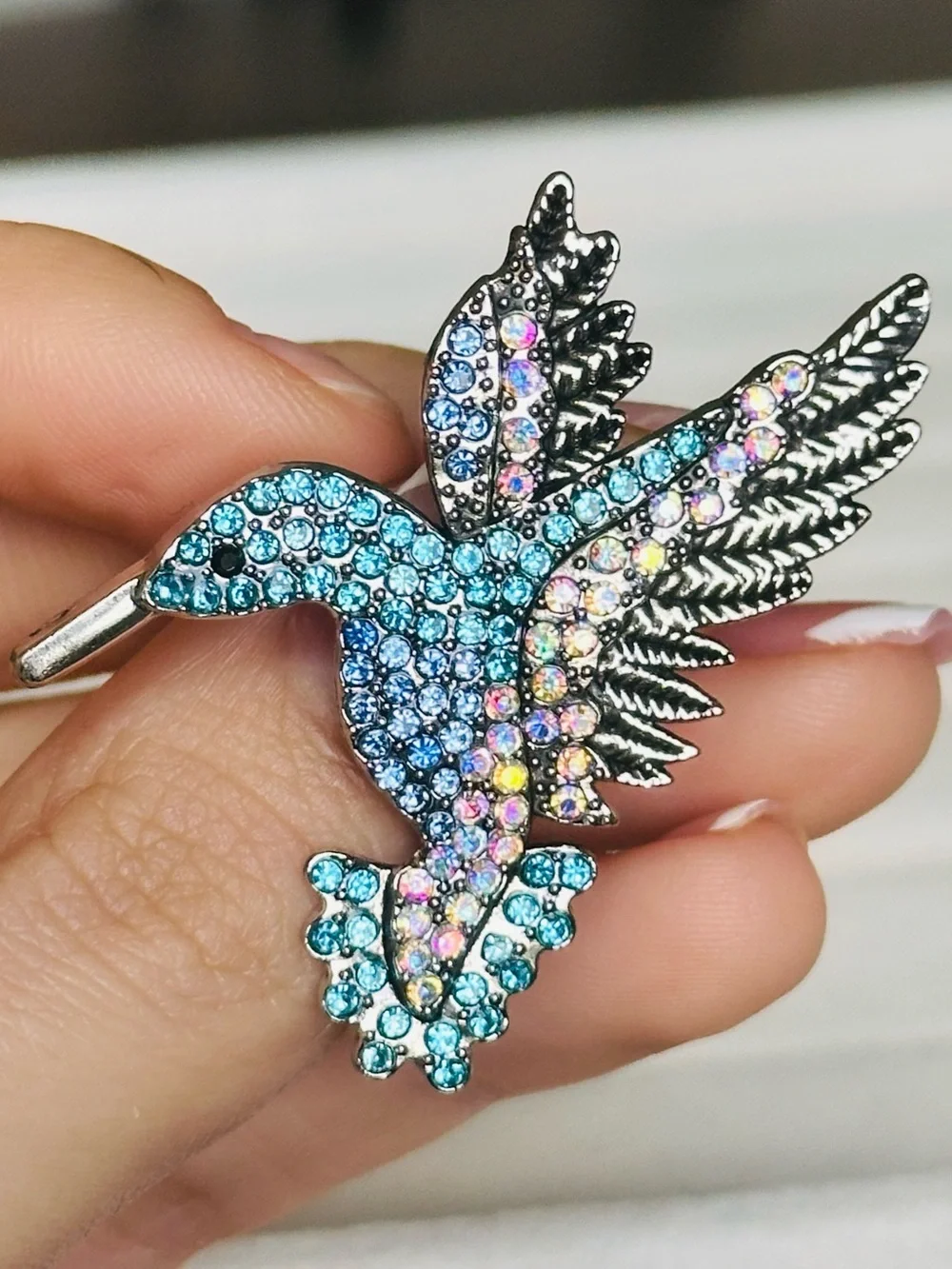 NEW! Blue Bird Hummingbird Brooch